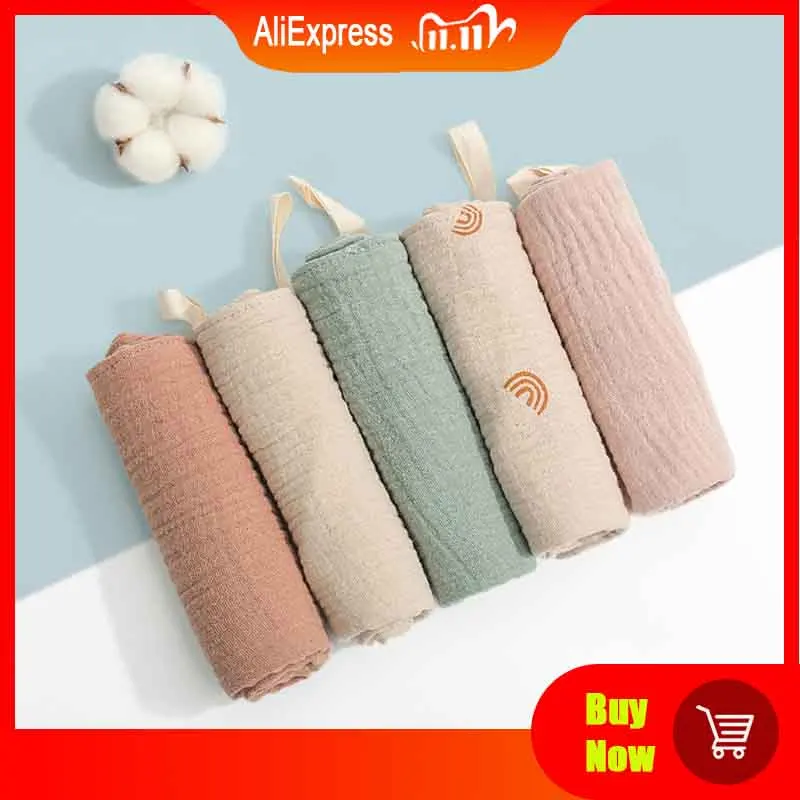Towel Baby Handkerchief Washcloth Gauze Cotton Soft 5pcs Absorbent