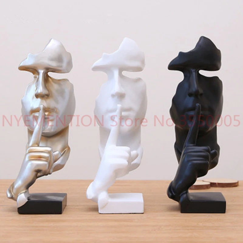 

Abstract Craft Figurines Decorative Sculptures Christmas Gifts Human Model Face With Hand Home Decor Casted Figure Sale 1pcs