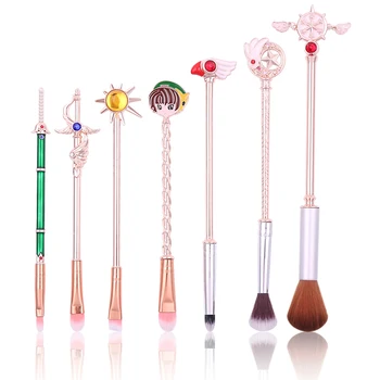 

7Pcs Cardcaptor Sakura Anime Cute Highlighter Makeup Brush Set Foundation Lip Eye And Facial Cosmetics Make Up Brushes Kit