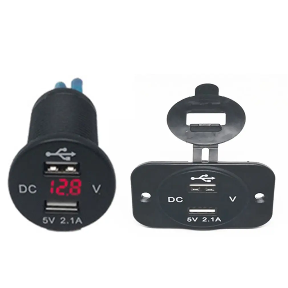 Мотоцикл лодка автомобиль 2 USB штекер конвертер Вольтметр для автомобиля Мотоцикл Прямая поставка DC12V-24V до 5 В/2.1A измеритель напряжения