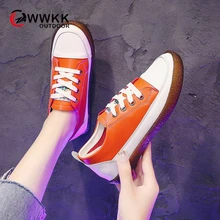 WWKK/Женская обувь кроссовки на танкетке женская повседневная обувь на шнуровке уличная дышащая прогулочная обувь из натуральной кожи белая обувь на плоской подошве для девочек