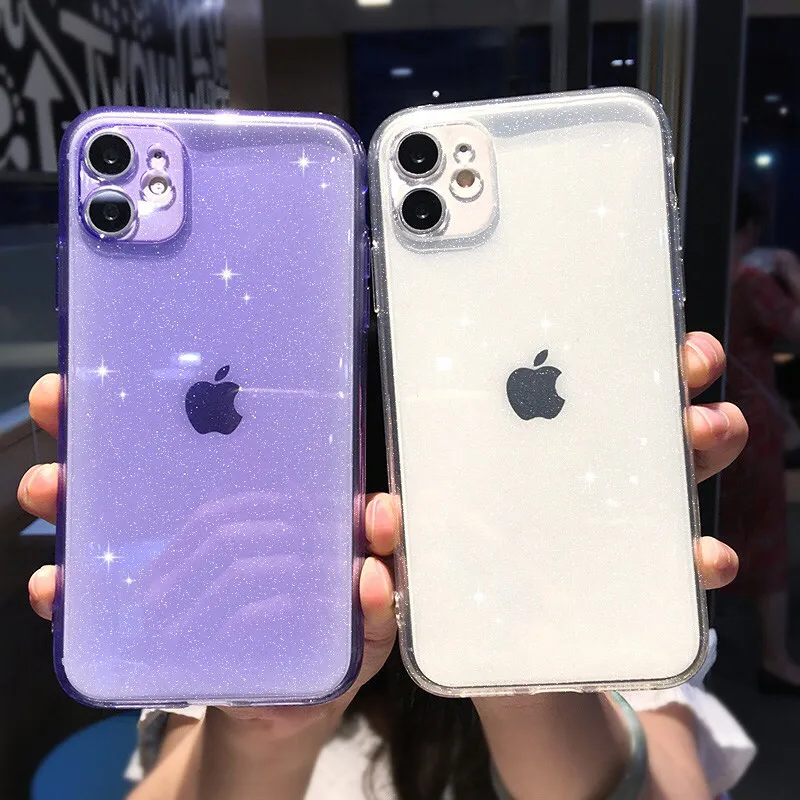 11 Pro Max Candy Color Clear Glitter Shockproof Phone Case For iPhone 7 8 Plus 12 Mini 12 Pro XS Max X XR SE 2020 Back Cover