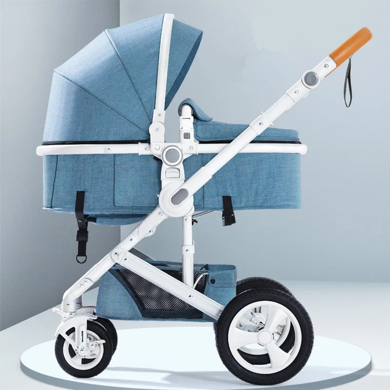 Регулируемая Роскошная детская коляска 3 в 1 портативная Двусторонняя с высоким