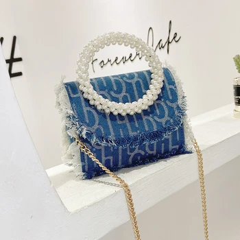 

2020 New Fashion Casual Chain Pearl Portable Shoulder Messenger Bags Summer High Quality Women Purse and Handbags Sac A Main