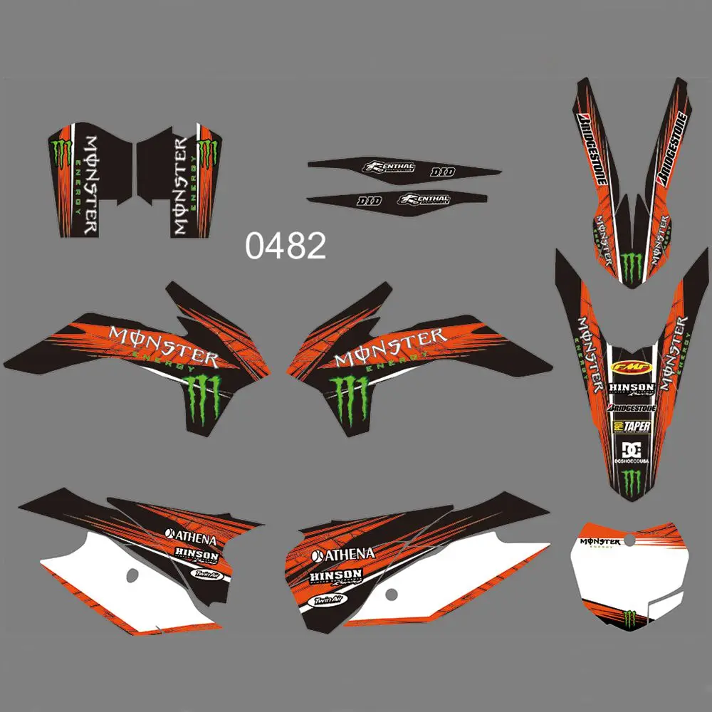 

New Full Graphics Decals Stickers Custom Number Name Glossy Bright Stickers FOR KTM 125 150 200 250 300 350 450F SX XC 2013 2014