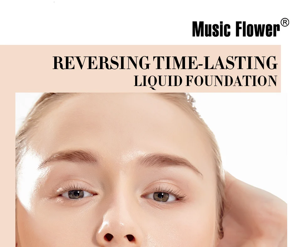 Base de Maquiagem Corretivo à Prova Flor Música Natural Líquido Fundação Creme Suave Fosco Cobertura Completa Rosto Foundation d' Água 8 Base p/ rosto