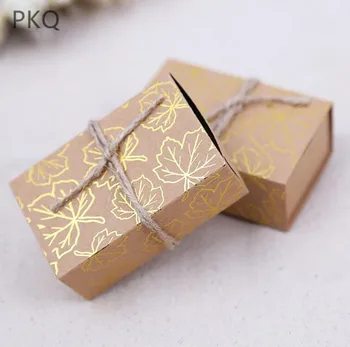 

100pcs New Hot Kraft Paper Cardboard Drawer Packing Bronzing Boxes Wedding Party Candy Box Christmas Handmade Gifts Boxes 8x3cm