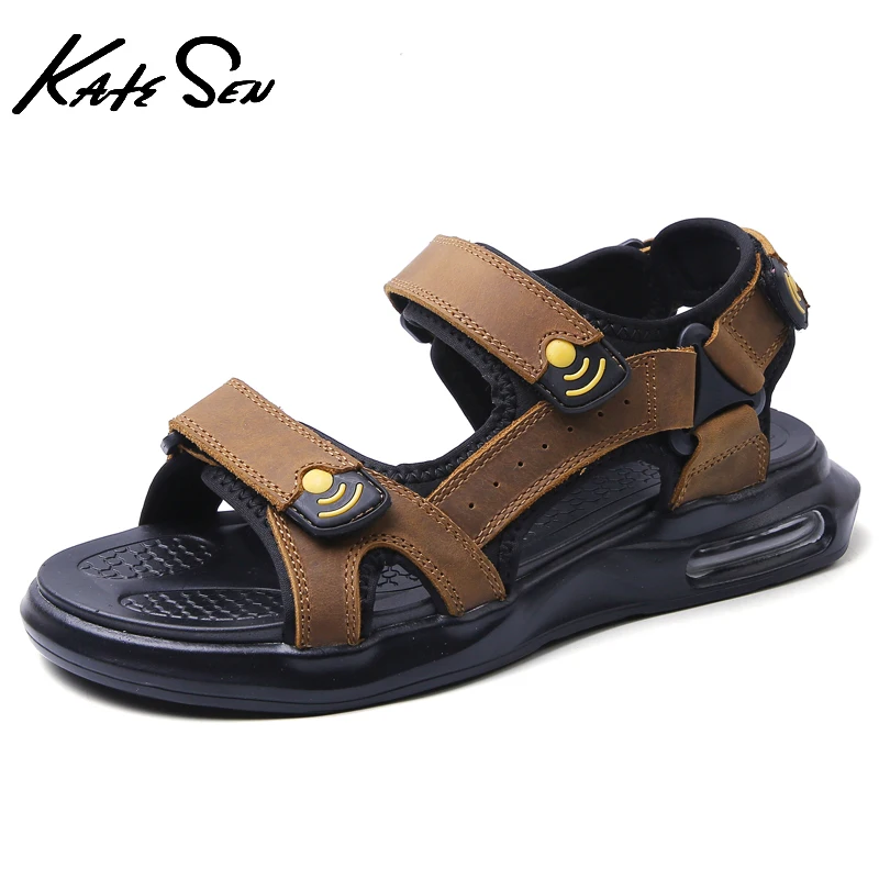 

2021 Summer Men's High quality Cow Leather Roman Sandals Fashion Outdoor Handmade Sandals Classic Flat Beach Sandals Big Size