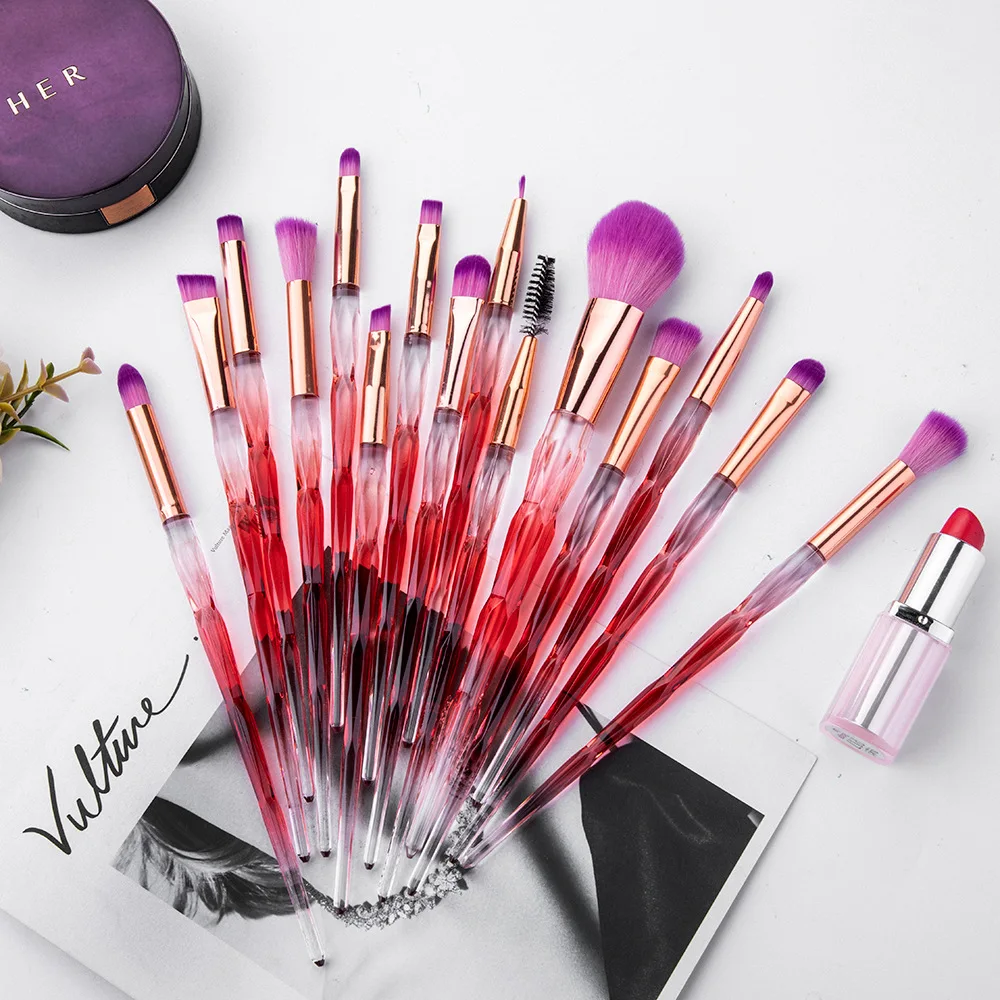 

15PCS/Set Rhinestone Makeup Brushes Set Powder Foundation Eye Shadow Lip Cosmetic Beauty Diamond Make Up Brush Pincel Maquiagem