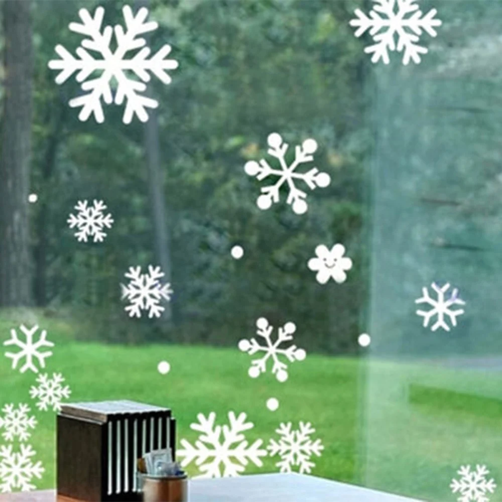 

Christmas Snow Stickers Home Window Decorating Snowflake Sticker Glass Wall Hollow Sticker Winter New Year Christmas Party Decor