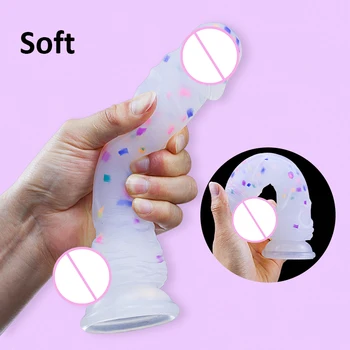 Colorful Lovely Artificial Dildo, silicone imitation Realistic Penis Soft Big Sucker,Female Sex Toys Masturbation Erotic Toy 2