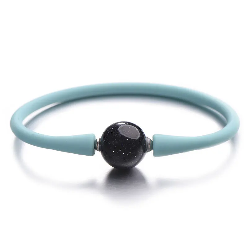 Turquoise spot Pipitree Мода 14 мм натуральный камень ювелирные изделия, силиконовый браслет унисекс тигровый глаз Лава пара браслетов для женщин мужчин Pulsera mujer - Окраска металла: Turquoise spot