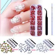 Маникюрный круглый Многоцелевой Пинцет для самостоятельного маникюра, 6 размеров, ручка для сбора сумок, декоративная Хрустальная одежда со стразами, набор инструментов для маникюра