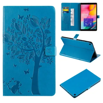 

Smart Leather Funda for Samsung Galaxy Tab A 10.1 2019 Case Cute Cat Pattern Painted Pocket & Pen Holder Stand Cover for SM-T510