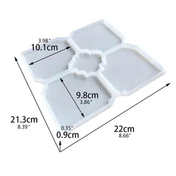 

Silicone 5 in 1 Large Interlocked Coaster Mold Irregular Cup Bowl Mat Resin Mold T4MD