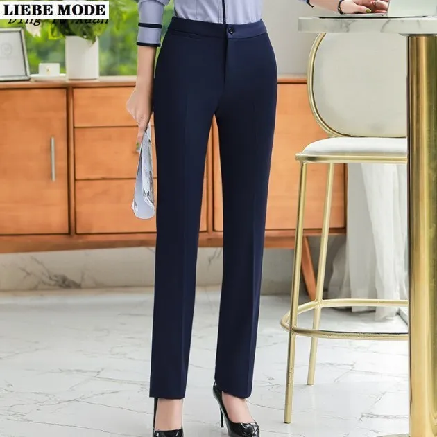 

Autumn Business Work Pants Women Formal Pants Office Lady Workwear Straight Leg Suit Pants Trousers Female Navy Blue Burgundy