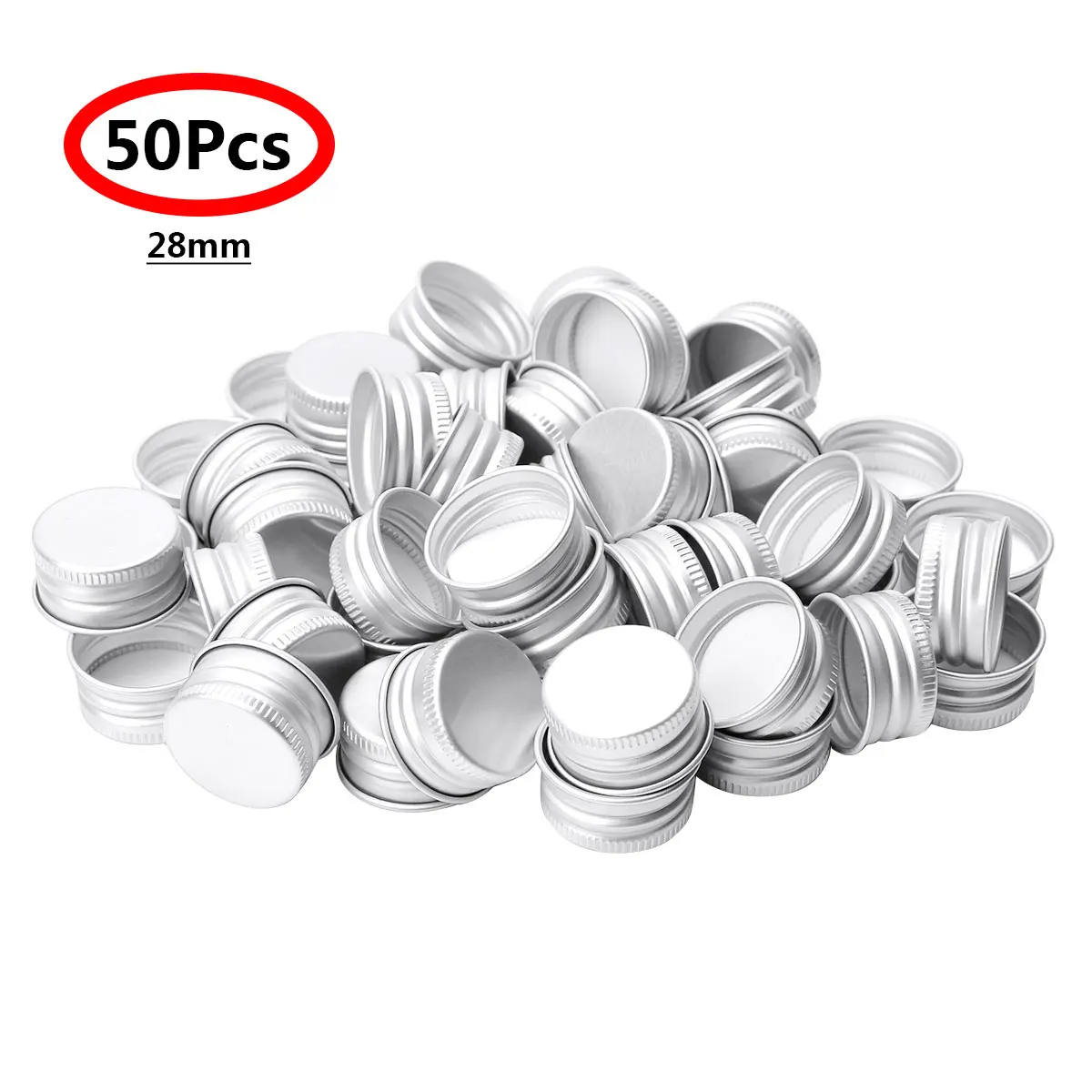 50Pcs Screw Lids 24R/28R Small Premium Aluminium Threaded Caps Lids Replacements for Mason Jar Borosilicate Glass Bottles Lids 2