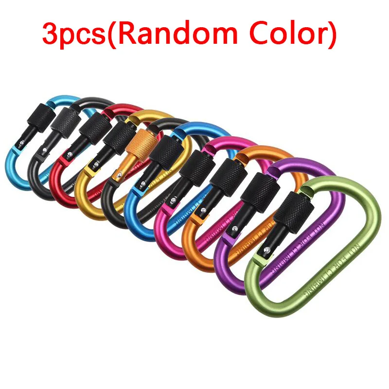 3pcs Random Многоцветный для турпохода, из алюминия сплава пружинный карабин d-кольцо брелок для ключей с карабином Пряжка для рюкзака комплект для наружного путешествия туристический брелок - Цвет: 3pcs Random