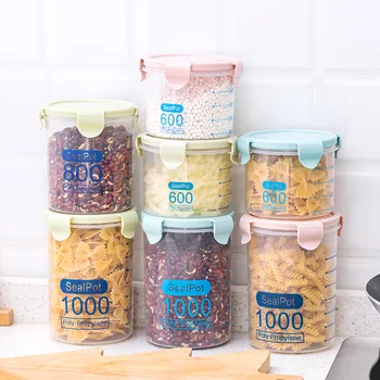 

Kitchen Transparent Food Preservation Sealed Tank Storage Tank with Lid Plastic Miscellaneous Grain Storage Tank Snack Storage