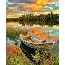 Twilight Lake View ручная работа, высокое качество, холст, красивая краска по номерам, сюрприз, подарок, большое свершение,(45