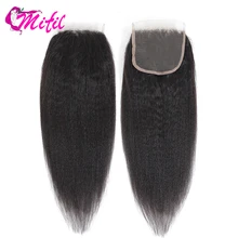 Mifil кудрявый прямой фронтальный Закрытие индийские человеческие волосы закрытие 4x4 remy волосы Кружева Закрытие средняя часть закрытия