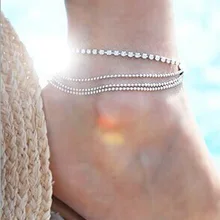 Европа и Америка,, украшения для ног, стиль, летняя пляжная многослойная металлическая цепь, шар из бисера, цепь Flash zuan zhua lian A