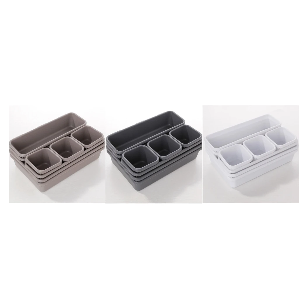 8x Interlocking Drawer Organziers Tray Makeup Storage Box Houseware Containers