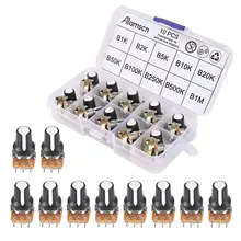 

10 PCS Potentiometer Kit 1K-1M Ohm for Arduino Single Linear Taper Rotary Potentiometers Pots Resistor with Knobs