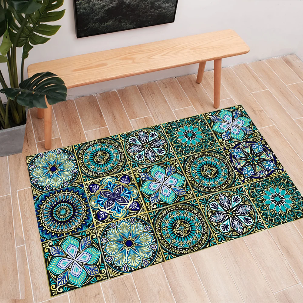 Mandala Pattern Matte Tile Floor Sticker Transfers Covers Wear-resisting Vinyl Wallpaper Kitchen Bathroom Table Wall Decor Wall Stickers Self Adhesive Wall Stickers Vinyl Stickers Vinyl Wall Stickers Self Adhesive Stickers Tiles Sticker Transfers 10pcs