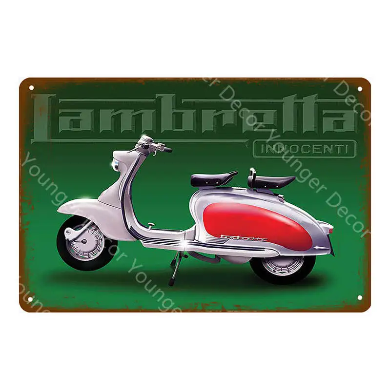 Это мод вещь металлическая вывеска итальянский скутер Vespa Lambretta ВИНТАЖНЫЙ ПЛАКАТ классический электромобиль стикер на стену автомобиль гараж - Цвет: YD9351E