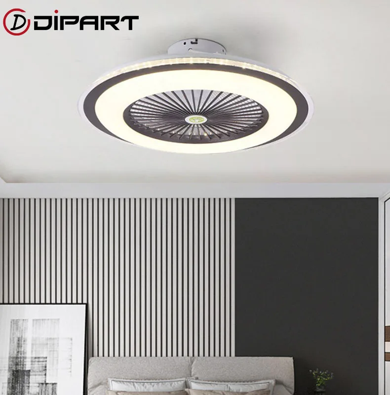 Remote Control Modern LED Fans Invisible Leaves Ultra-thin Ceiling Fan Lights Dimming Adjustable Wind for Bedroom Living Room