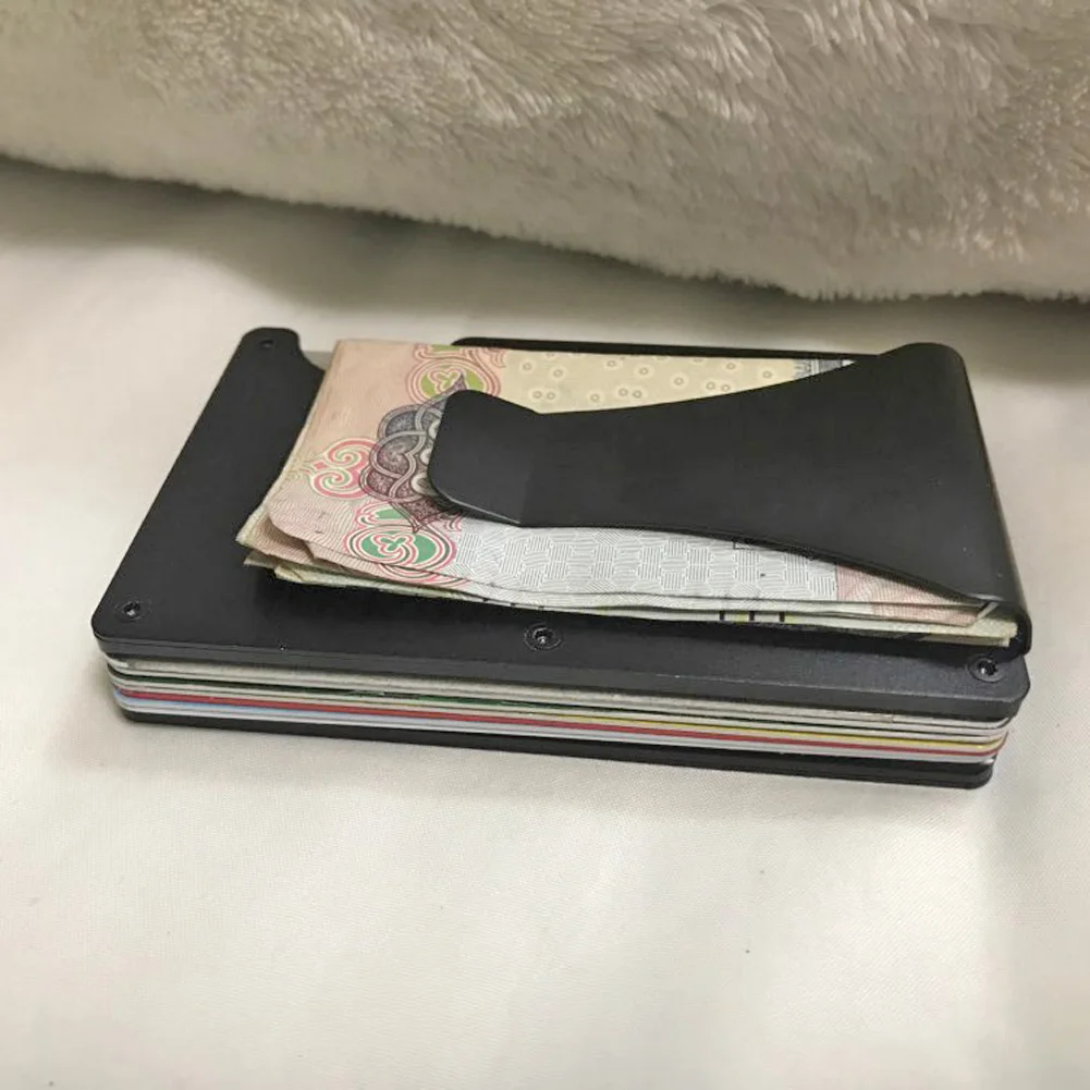 Новая мода Тонкий карбоновый держатель для карт RFID не сканирующий металлический кошелек