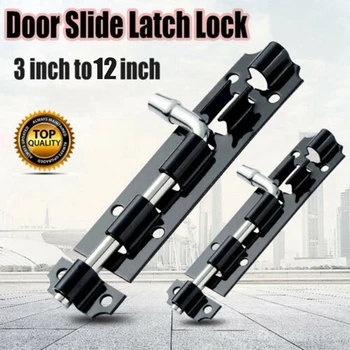 

3 Pieces/Sets Home Security Door Black Paint Ming Latch Large Garden Door Shed Slide 3-12 Inch Tower Bolt Black Stop