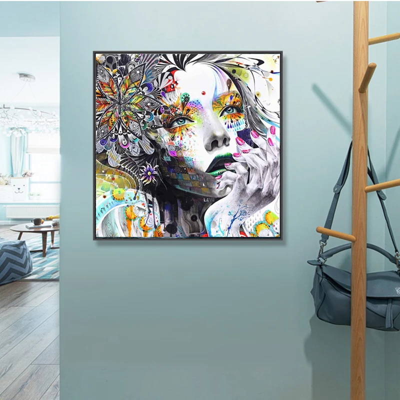 Самоотверженный современный настенный арт девушка с цветами картина маслом абстрактное искусство, принты на холсте картины декор для гостиной