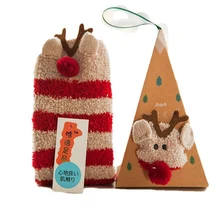 Рождественский подарок 3D носки пушистые коралловые бархатные толстые теплые носки для женщин полотенце пол