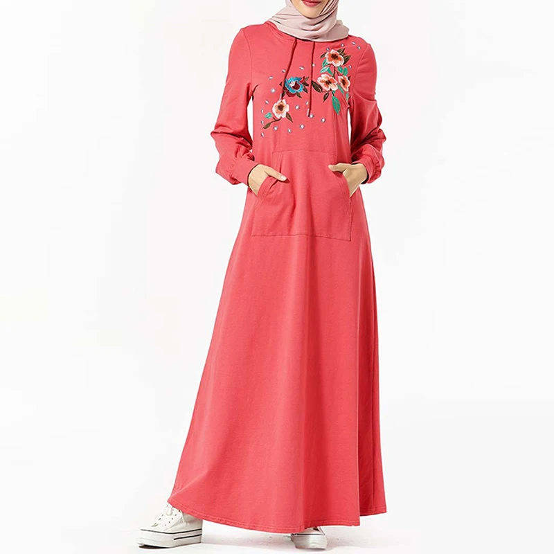 Vetement Femme abaya Дубайский хиджаб мусульманское платье мусульманская одежда женские турецкие платья Caftan abaya s Vestidos Turcos Kleding - Цвет: pink dress