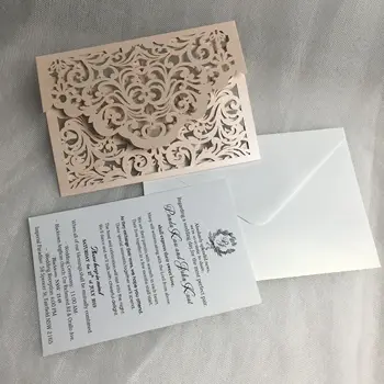 

Freeshipping Geometric light Pink Florals And Geometric Pattern Invitation With Blush Shimmer Laser Cut Fold wedding invitation