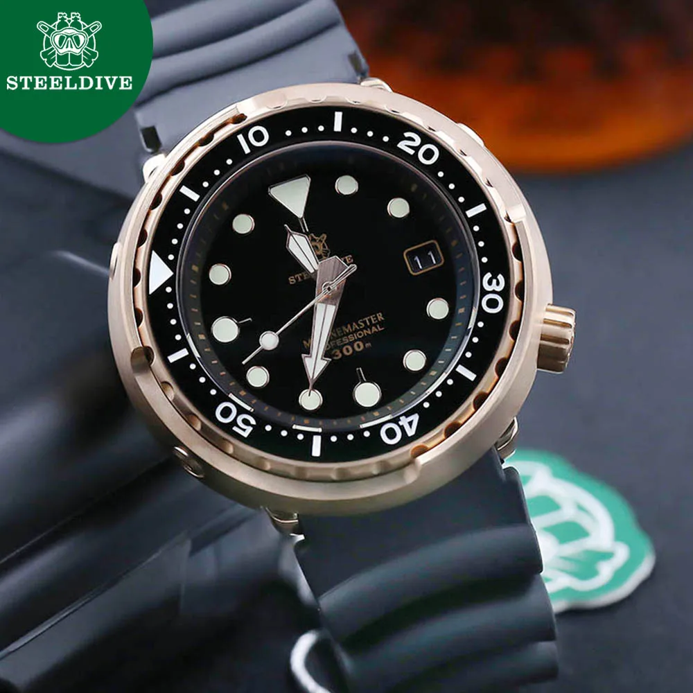 Мужские автоматические часы STEELDIVE s Diver 300 м водонепроницаемые светящиеся