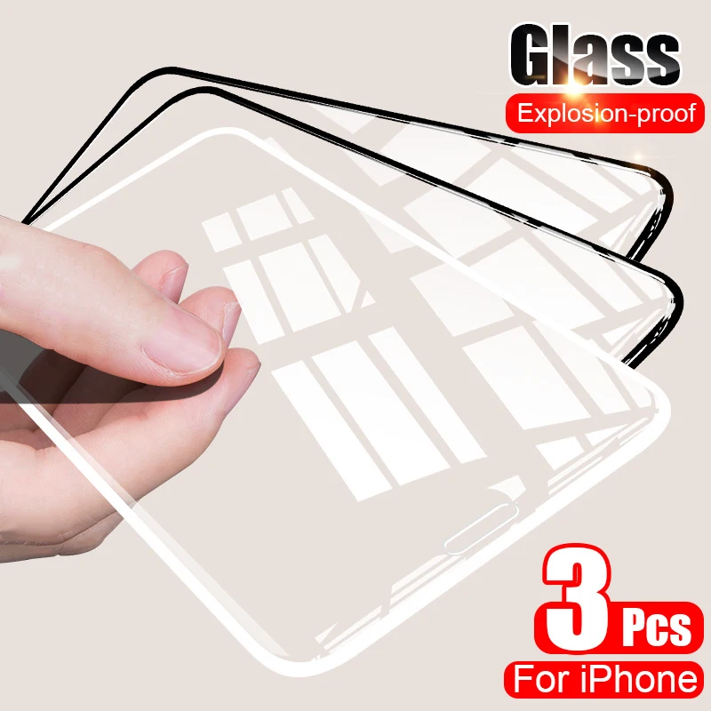 3Pcs Tempered Glass For iPhone 11 Pro 12 Mini X XR XS Max Protective 7 6 6S 8 Plus SE 2020 Screen Protector | Мобильные телефоны и
