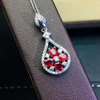 

ruby necklace with pendant Natural And real ruby Free shipping 925 sterling silver Pendant
