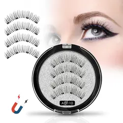Genailish 3D Магнитная ресницы с 4 магнита Накладные ресницы ручной ресницы 4 шт. Макияж глаз Комплект AD001