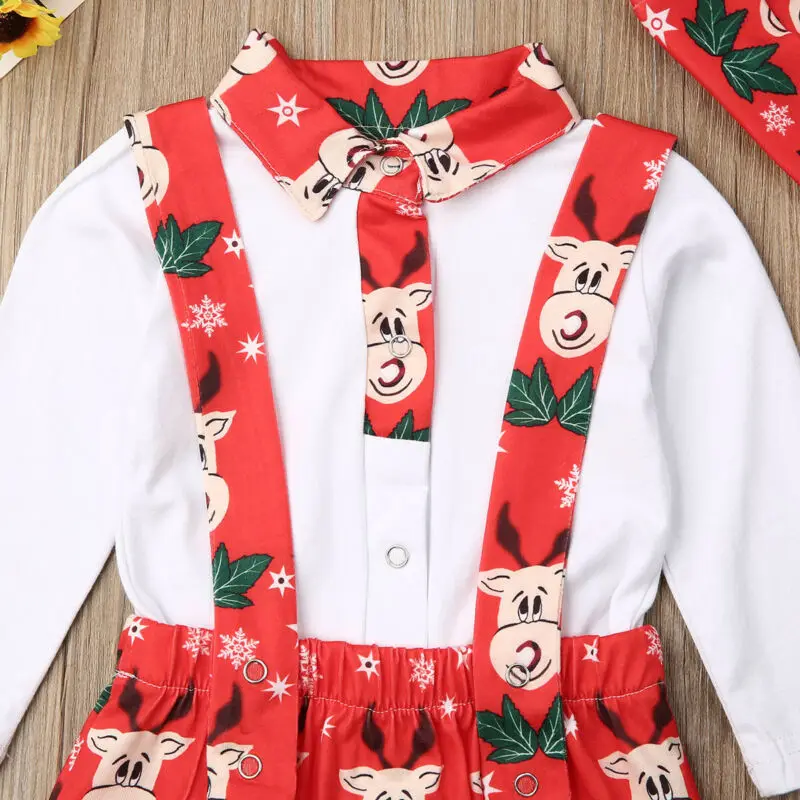 Осенне-зимняя одежда для новорожденных мальчиков и девочек комбинезон с длинными рукавами Топы и штаны комплект из 3 предметов Рождественский Красный фестиваль