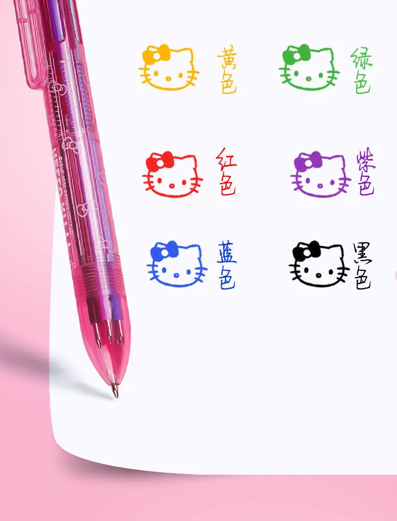 hello kitty six color ball point pen press type hand account multi color all in one marker pen student marker pen stationery animation derivatives peripheral products aliexpress