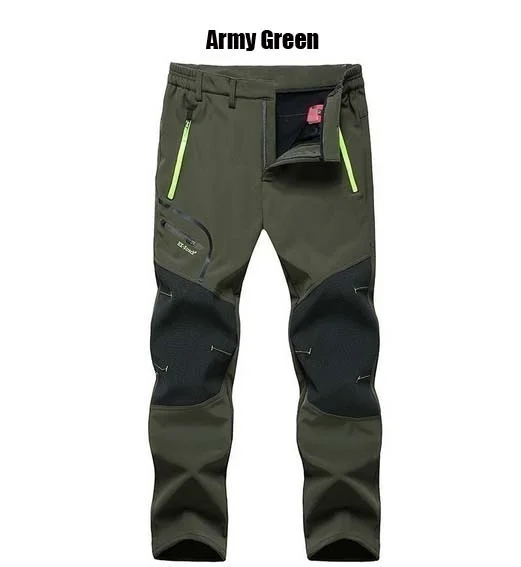 ZOGAA мужские зимние брюки для рыбалки водонепроницаемые походные флисовые походные брюки для альпинизма лыжные брюки туристические L-6XL - Цвет: army green