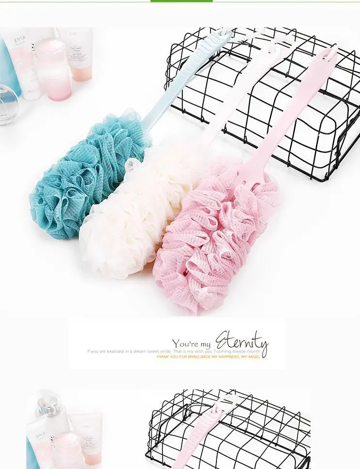 Loofah Толстая противоскользящая длинная ручка в европейском стиле, цветная ванна, сетчатая губка для ванной, банная губка, Новая S