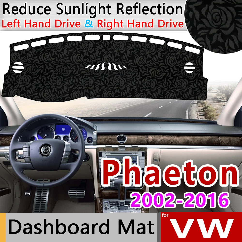 

for Volkswagen VW Phaeton 2002~2016 3D Anti-Slip Mat Rose Pattern Dashmat Dashboard Cover Pad Sunshade Cape Accessories 2003 Rug