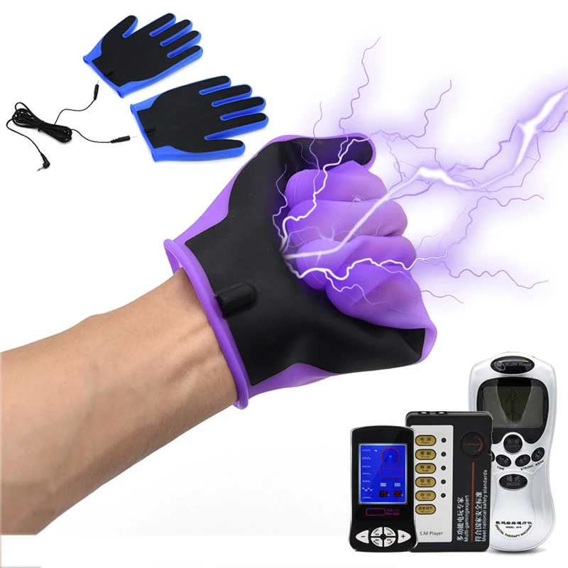 Силиконовые электро-шоковые перчатки для флирта стимуляция массажем с