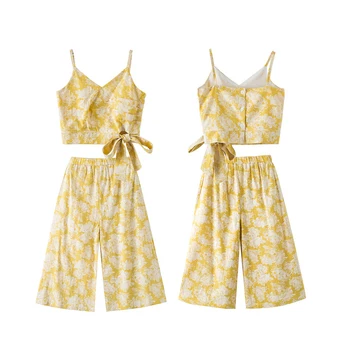 

2020 summer sleeveless sets age for 6-16 yrs teenage girls back to school outfits children clothes backless vest+pants 2pcs sets