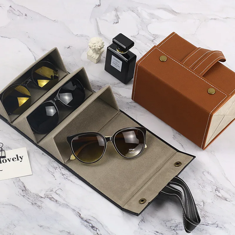 Multifunctional Jewelry Glasses Storage Box Gift Box Pu Sunglasses Glasses Storage Box 5 Slots Glasses Storage Display Suitcase