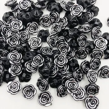 

10/50/100pcs Black Rose Pattern Clothes DIY Resin Buttons Sewing Scrapbooking PT302